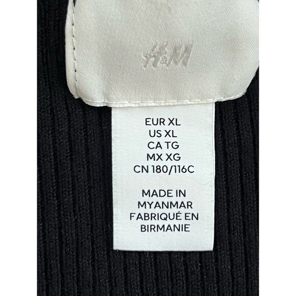 H&M black ribbed v-neck sweater casual minimalist neutral professional - Picture 6 of 7